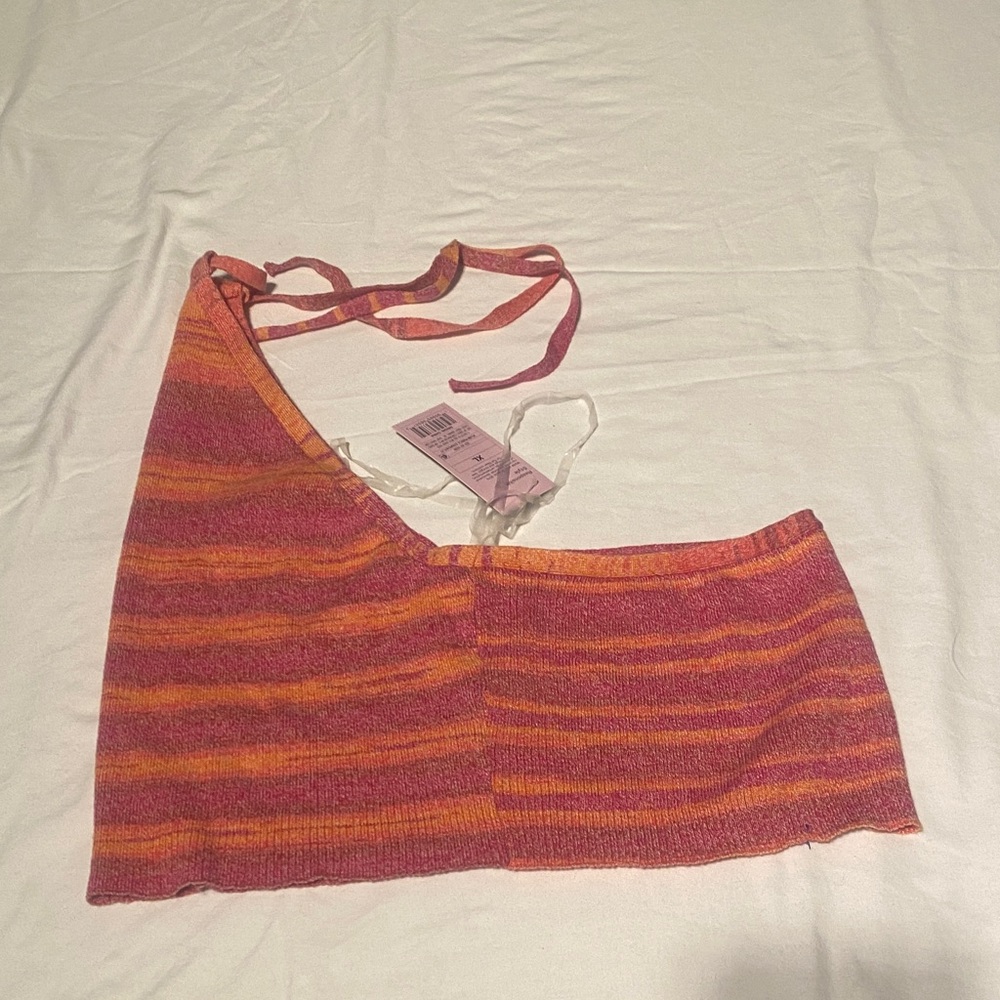 Wild Fable Pink and Orange Striped Crop Top - Picture 5 of 7